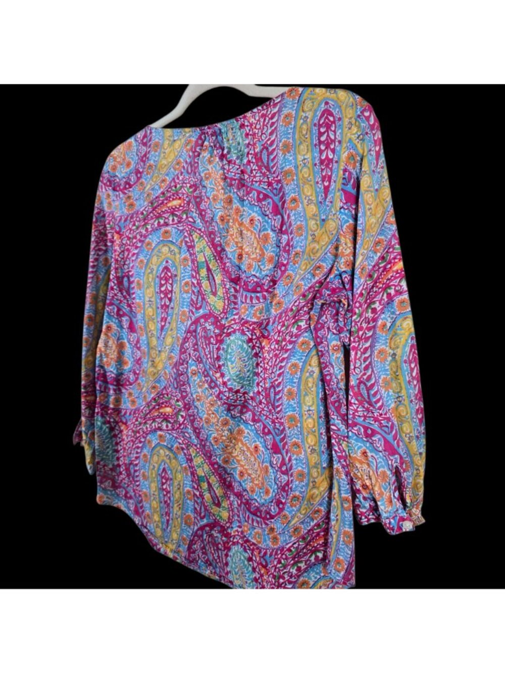 Lauren Ralph Lauren Womens Colorful Paisley Cotton Ruffle Neckline Top Medium - Picture 4 of 9
